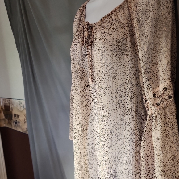 Style & Co. Tan Tie Front Tunic with Relaxed Bell Sleeves - Picture 2 of 10